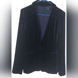 Tahari Midnight Blue Women's Elegant Velvet Blazer